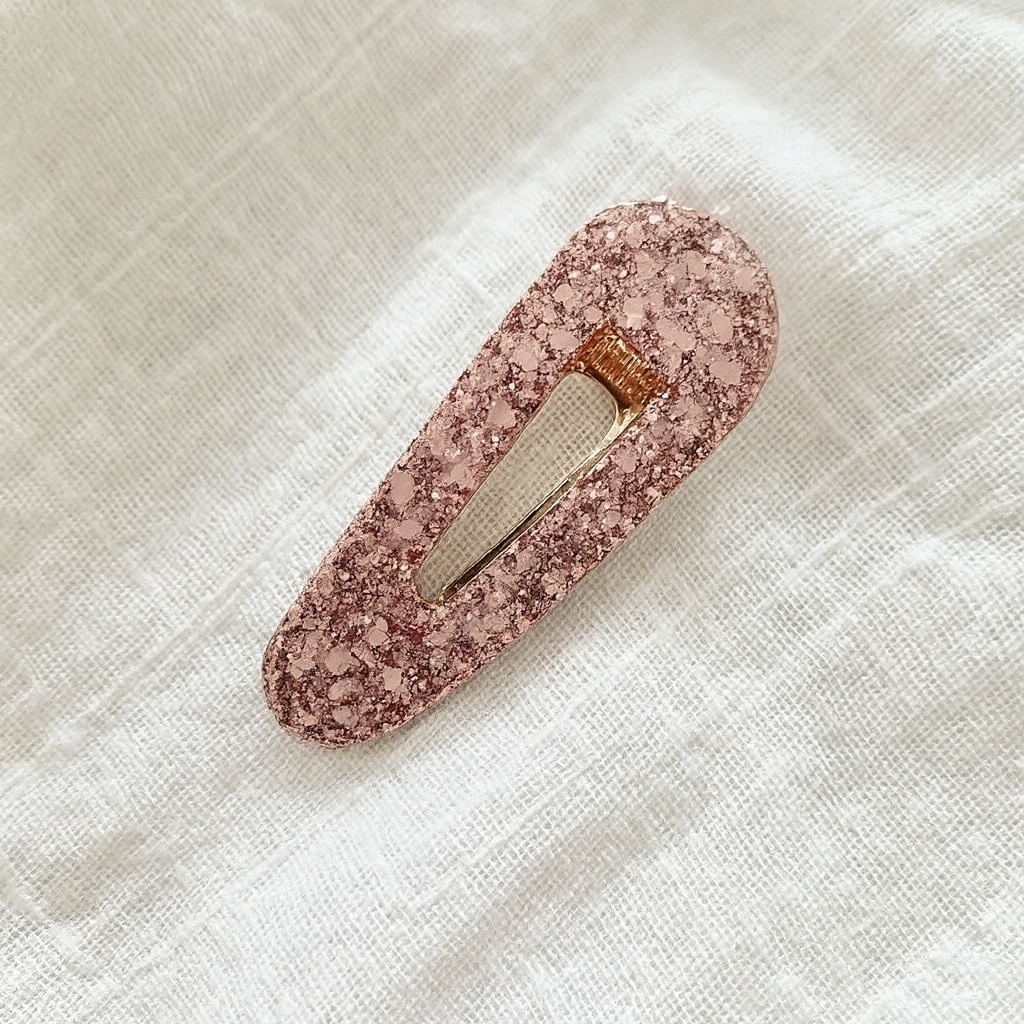 Barrette résine rose poudré