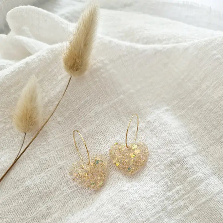Boucles d'oreilles coeur creole nacré