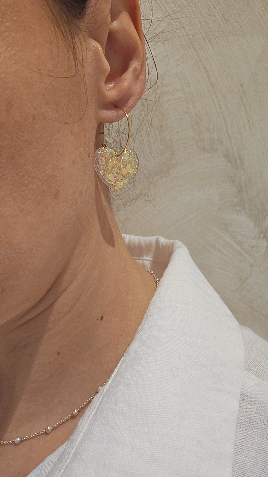 Boucles d'oreilles coeur creole nacré